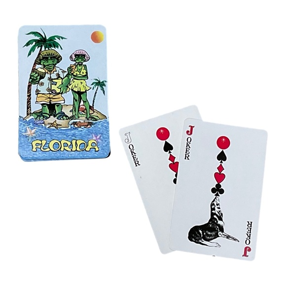 Vintage Souvenir Deck Playing Card Florida Gators on the Beach Acrylic Case - Picture 2 of 3